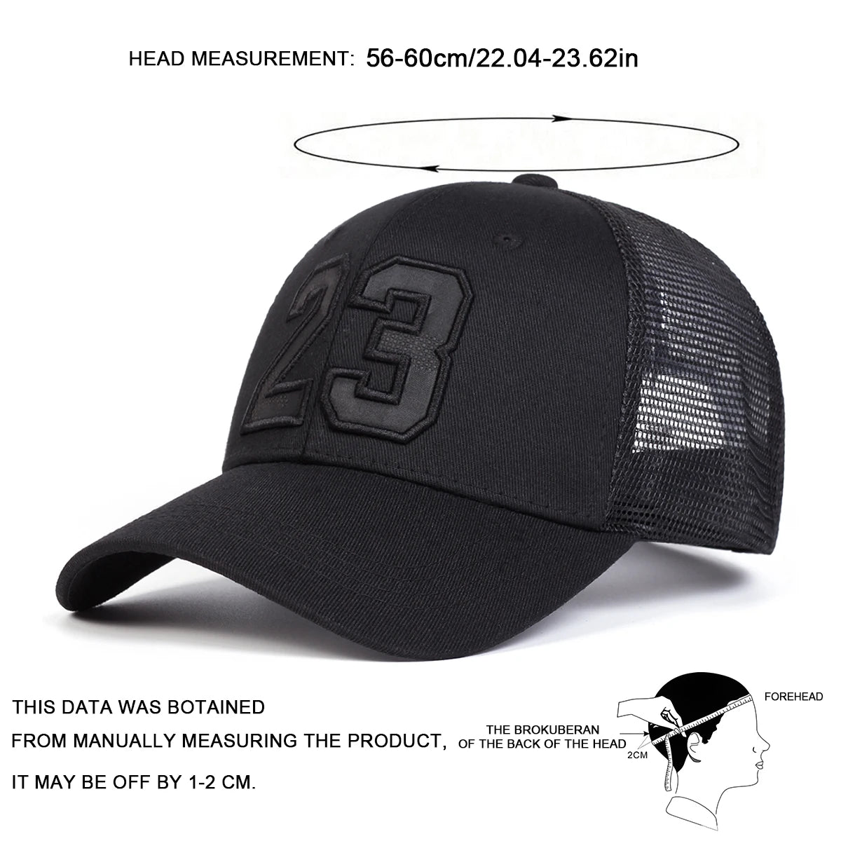 1Piece Unisex Number 23 Baseball Net Hat for Travel