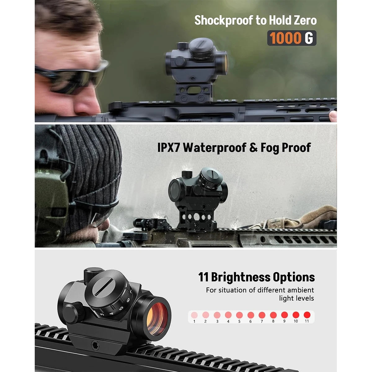 2MOA Red Dot Sight 1x25mm Waterproof Shockproof Scope