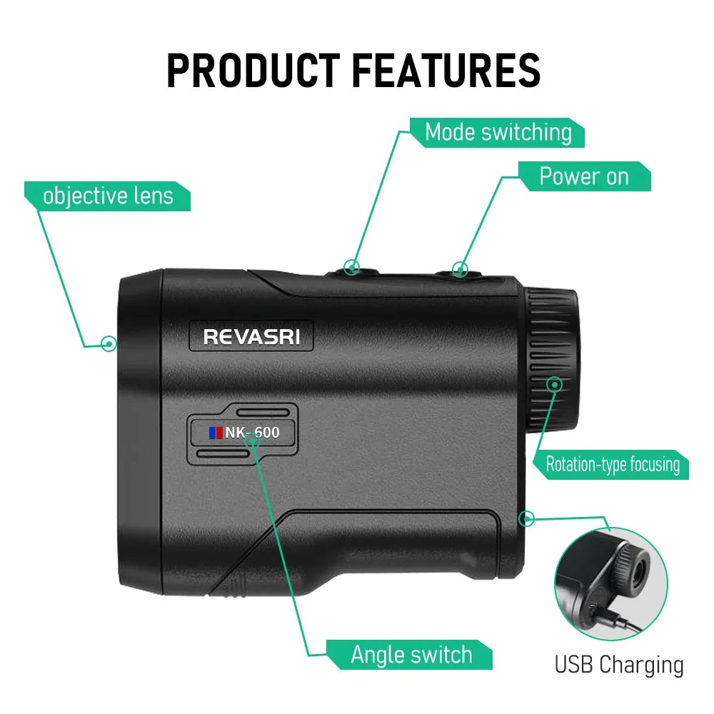Revasri 600M Golf Laser Rangefinder with Slope