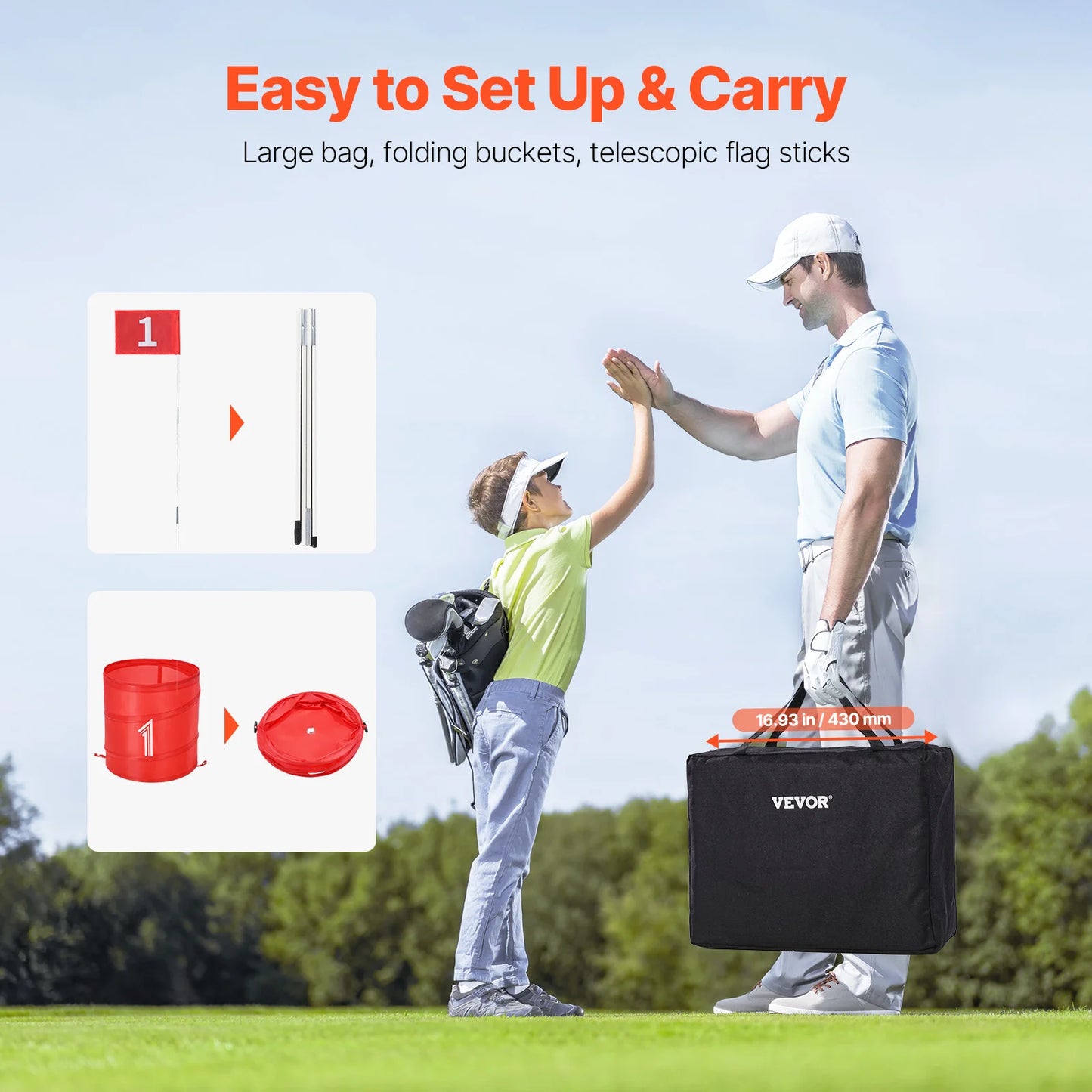 SucceBuy Kids Backyard Bucket Golf Set 3 6 9 Holes