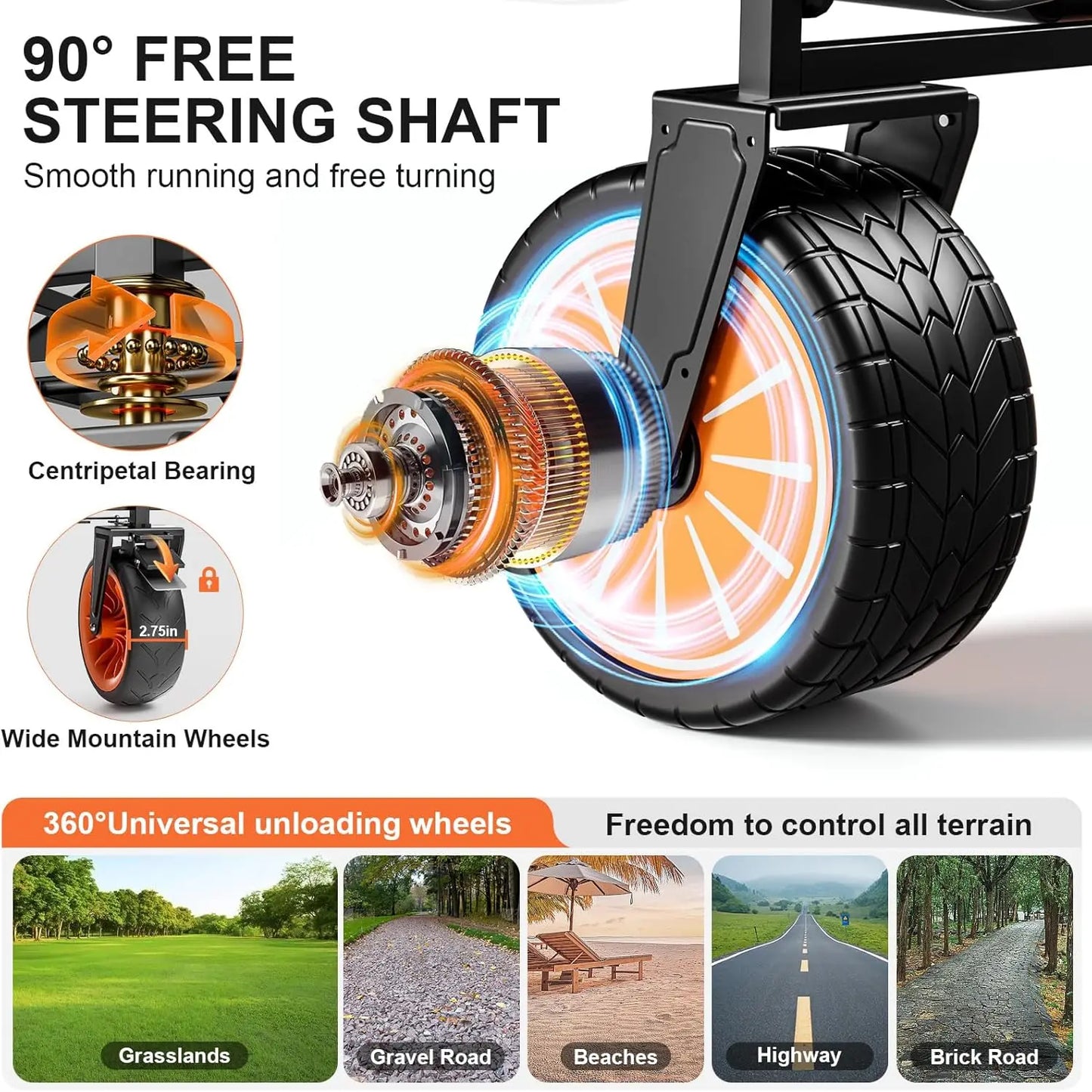 Electric Assisted Collapsible Folding Garden Wagon Wheels