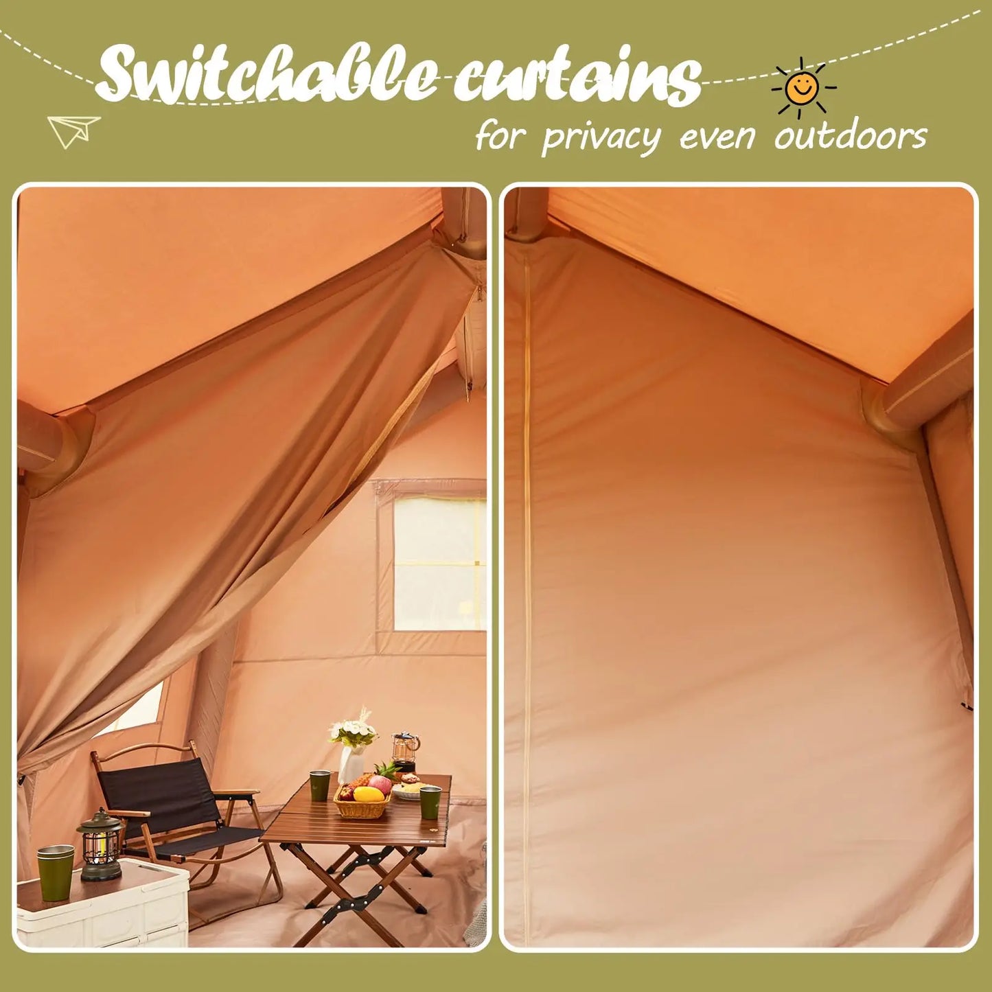 10-12 People Inflatable Tent for Camping 129 Sqft Large Tent