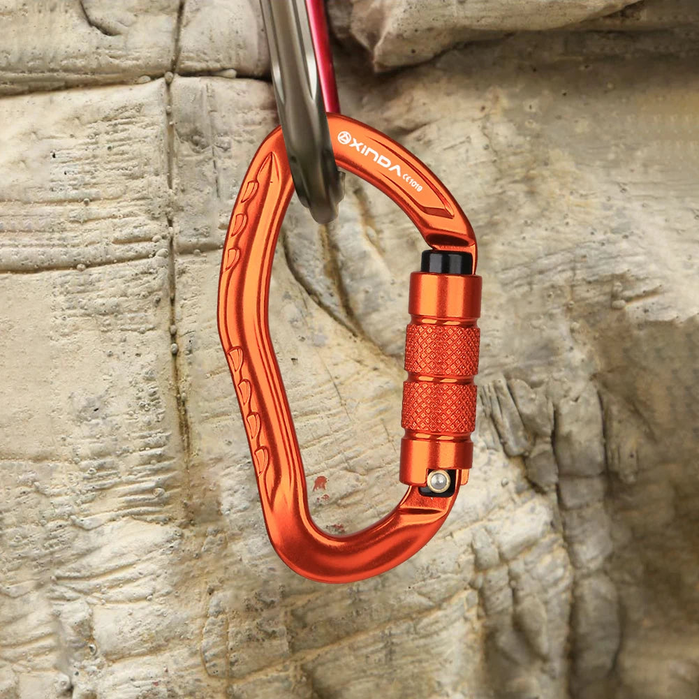 Locking Rock Climbing Carabiner With Multi Function Clip
