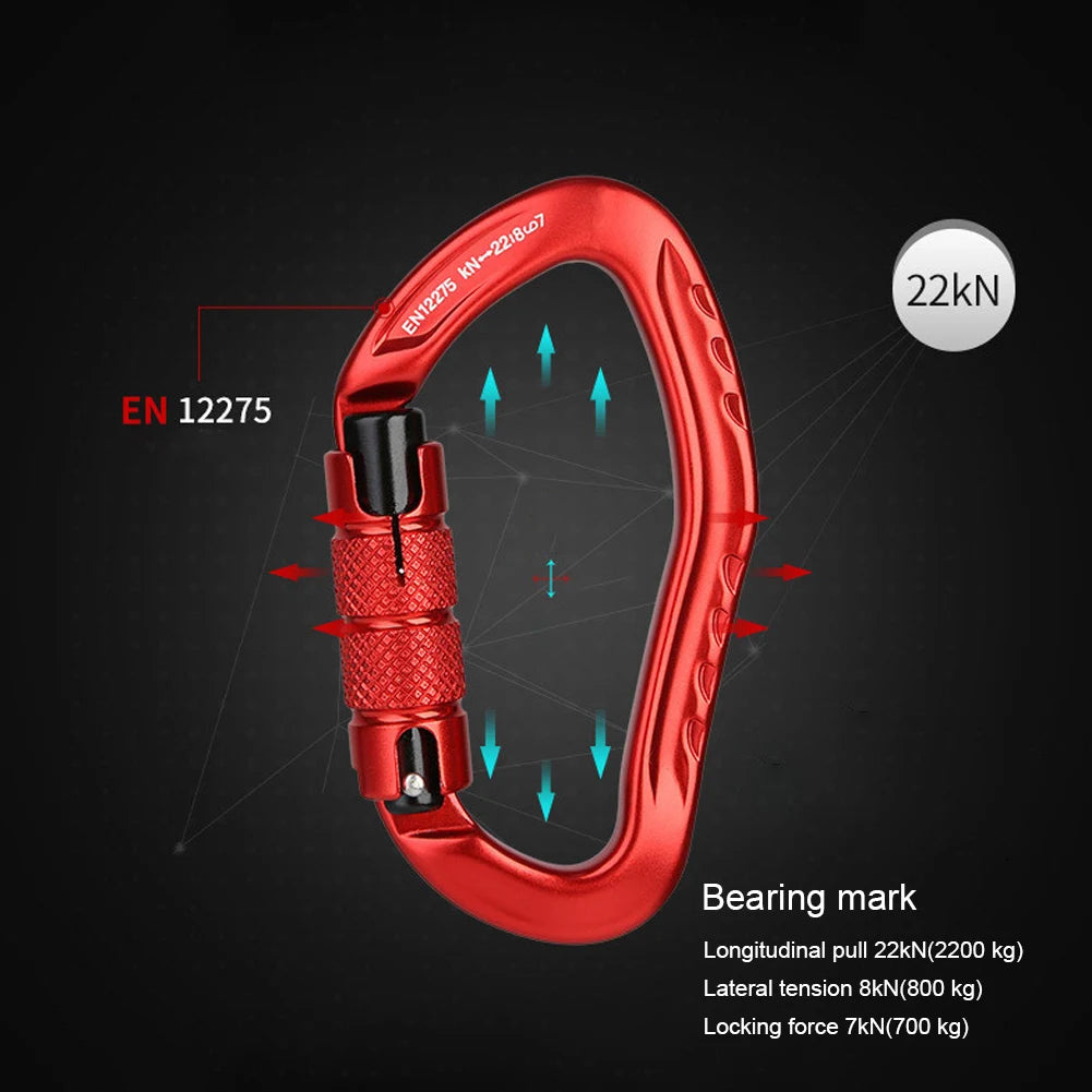 Locking Rock Climbing Carabiner With Multi Function Clip