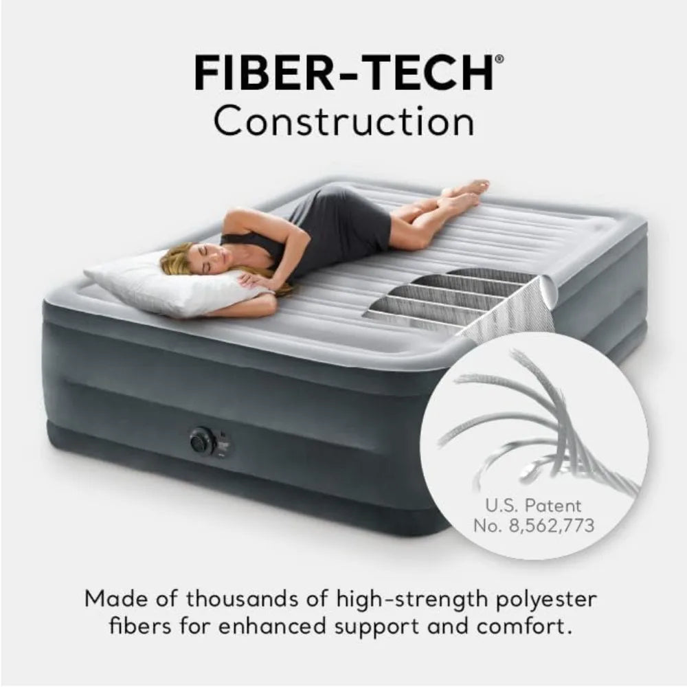 Queen Size Plush Air Mattress With Built In Pump For Travel