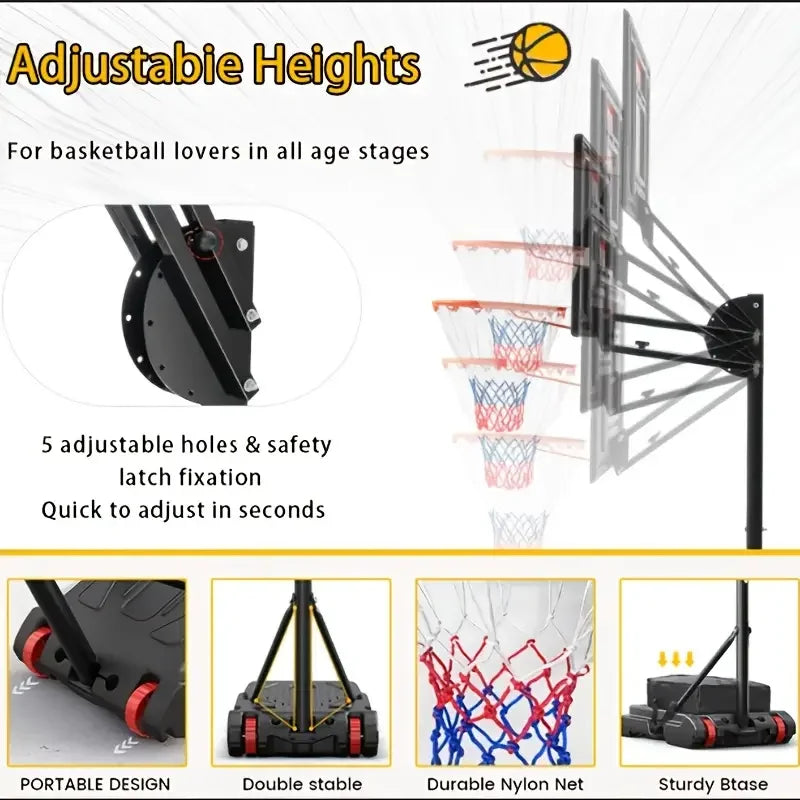 1 Basketball Hoop Outdoor Adjustable Height Portable System