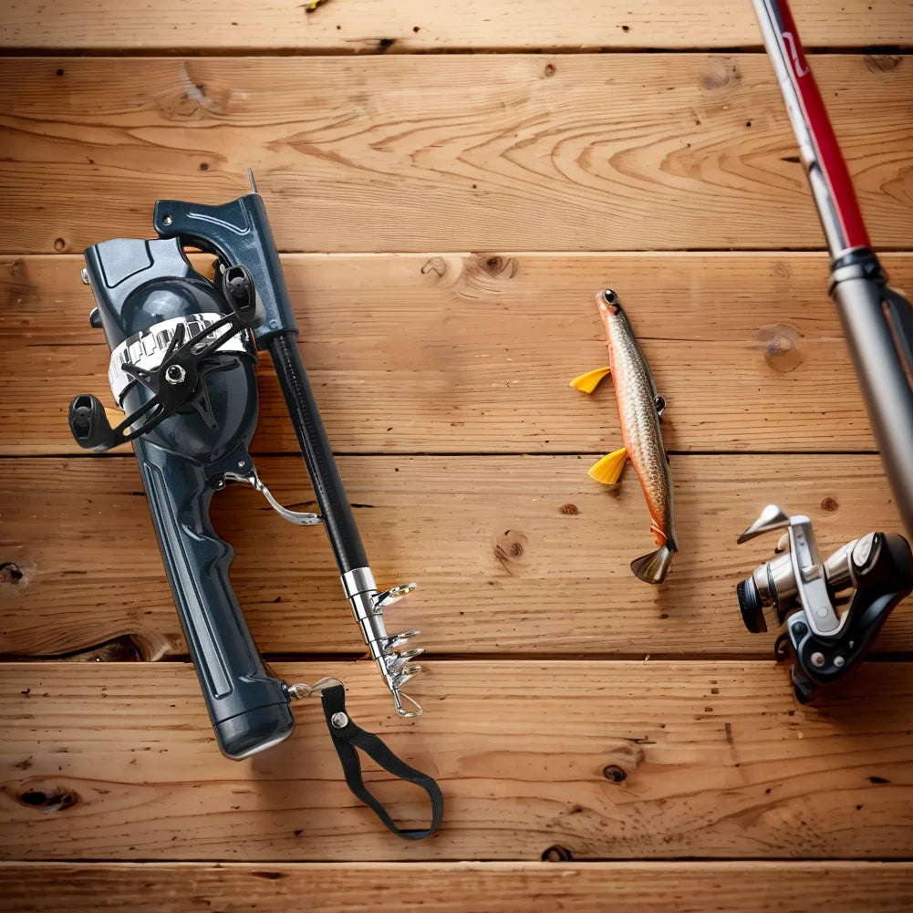 Folding Fishing Rod Telescopic Pole with Reel Line