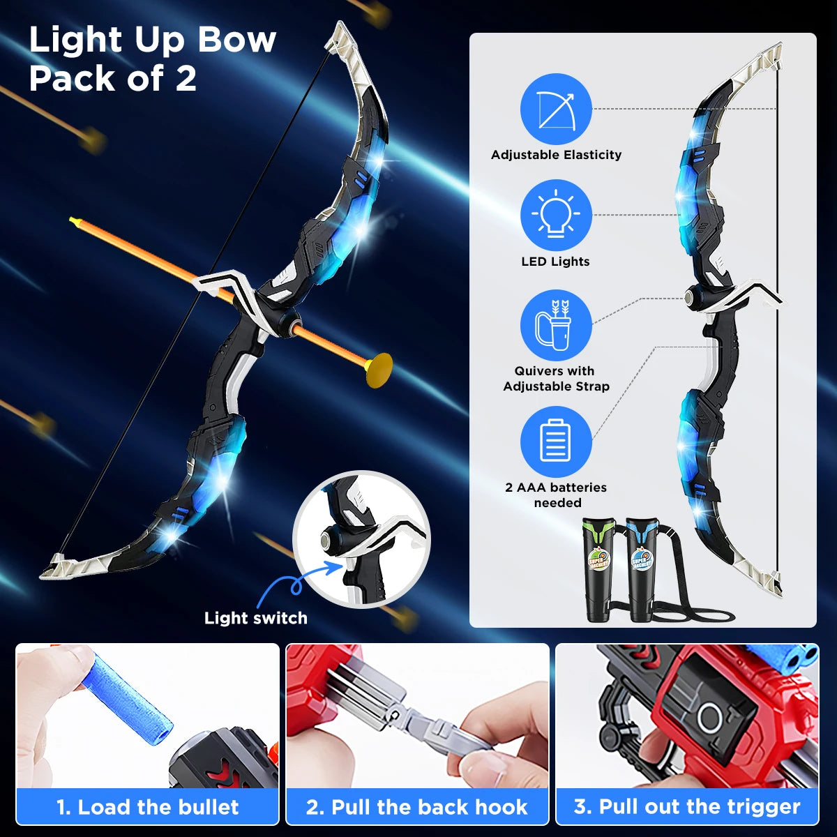 VATOS LED Light Up Bow and Arrow Set
