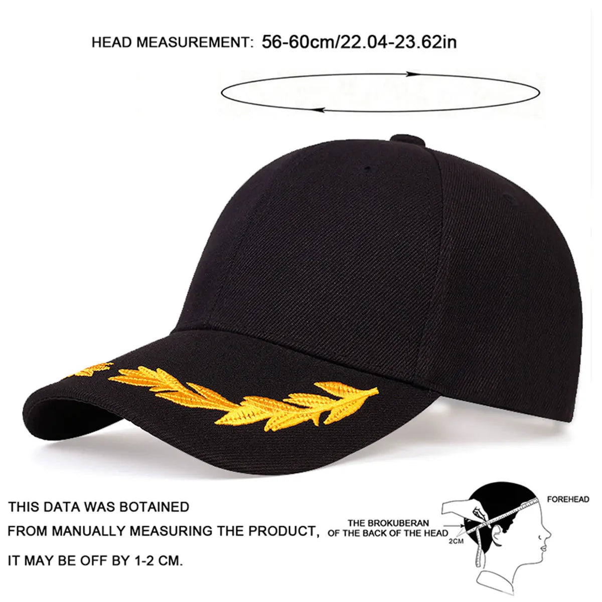 1Piece Unisex Wheat Embroidered Baseball Cap Adjustable Hat